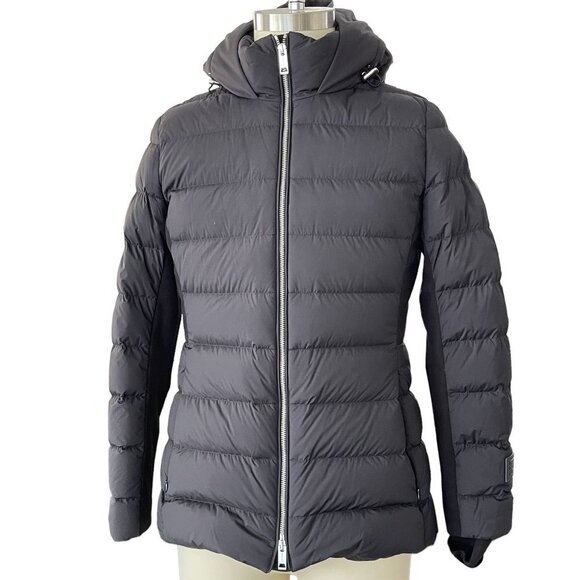 BURBERRY NEWBRIDGE BLACK HOODED QUILTED DOWN LONG PARKA PUFFER COAT US SZ. 12 - Picture 1 of 12